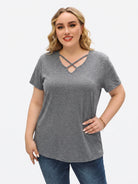 Tankaneo Women's Cross-Front V-Neck T-Shirt