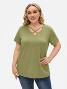Tankaneo Women's Cross-Front V-Neck T-Shirt