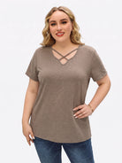 Tankaneo Women's Cross-Front V-Neck T-Shirt