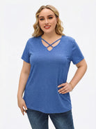 Tankaneo Women's Cross-Front V-Neck T-Shirt