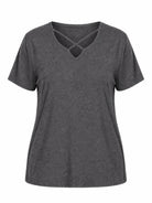 Tankaneo Women's Cross-Front V-Neck T-Shirt