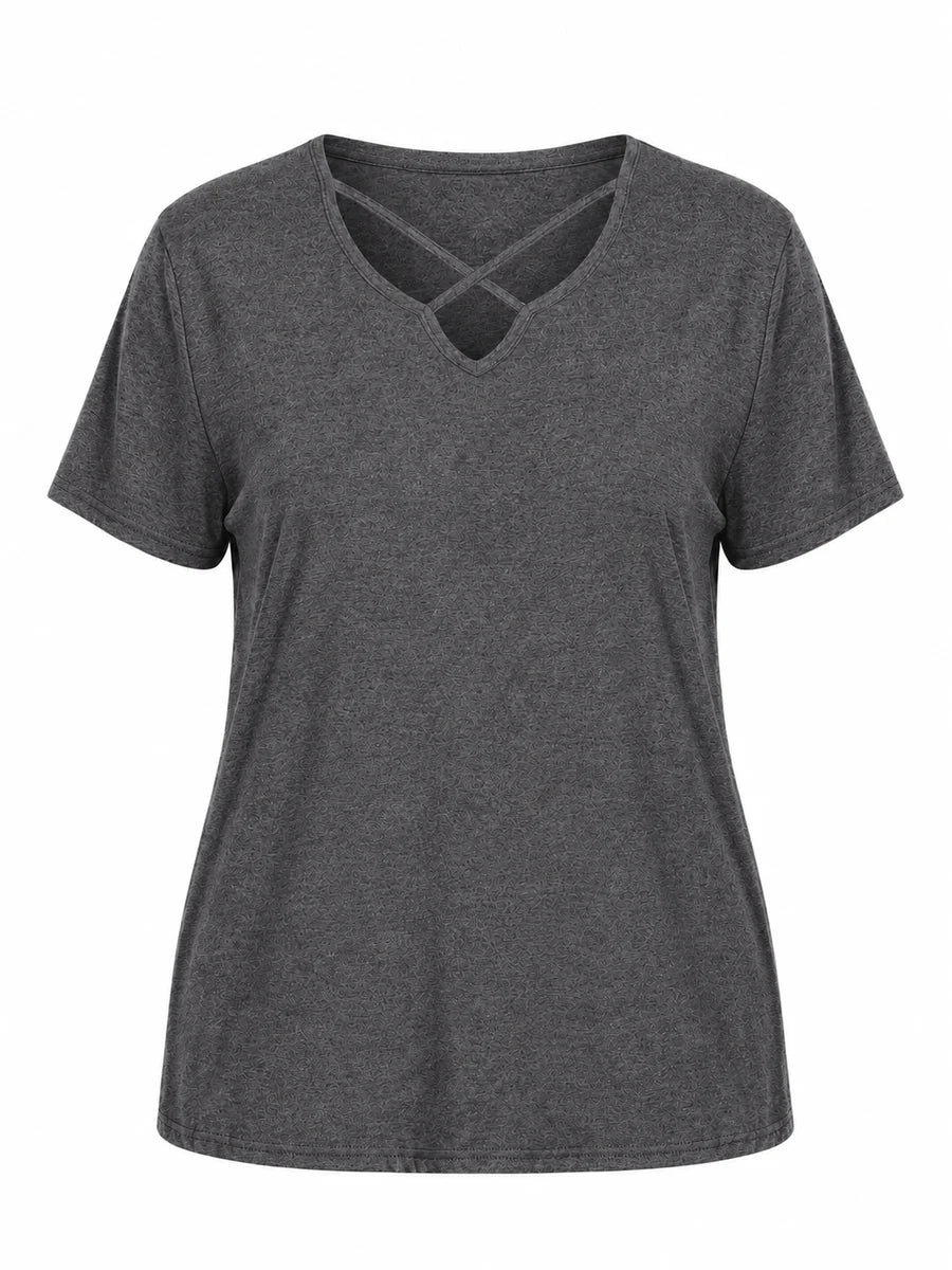 Tankaneo Women's Cross-Front V-Neck T-Shirt