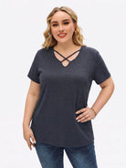 Tankaneo Women's Cross-Front V-Neck T-Shirt