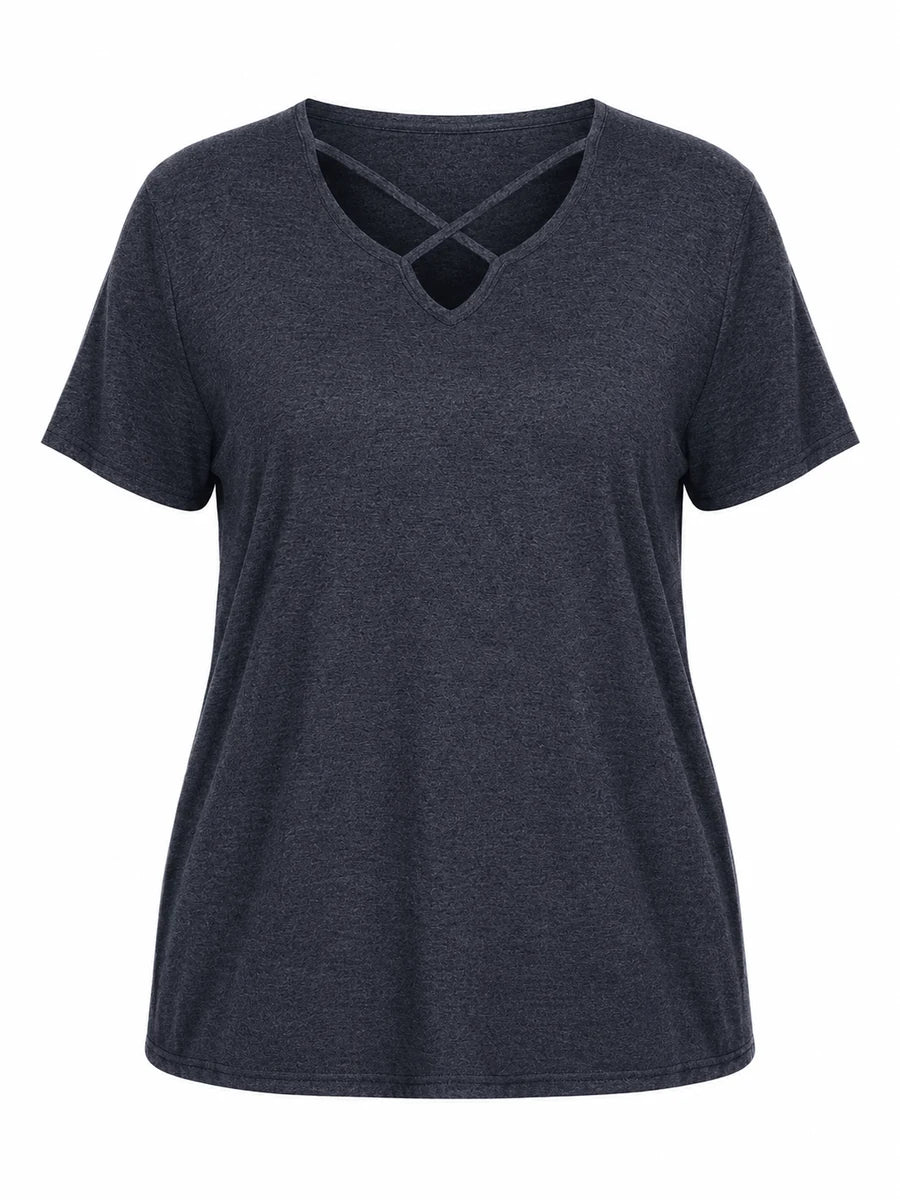 Tankaneo Women's Cross-Front V-Neck T-Shirt