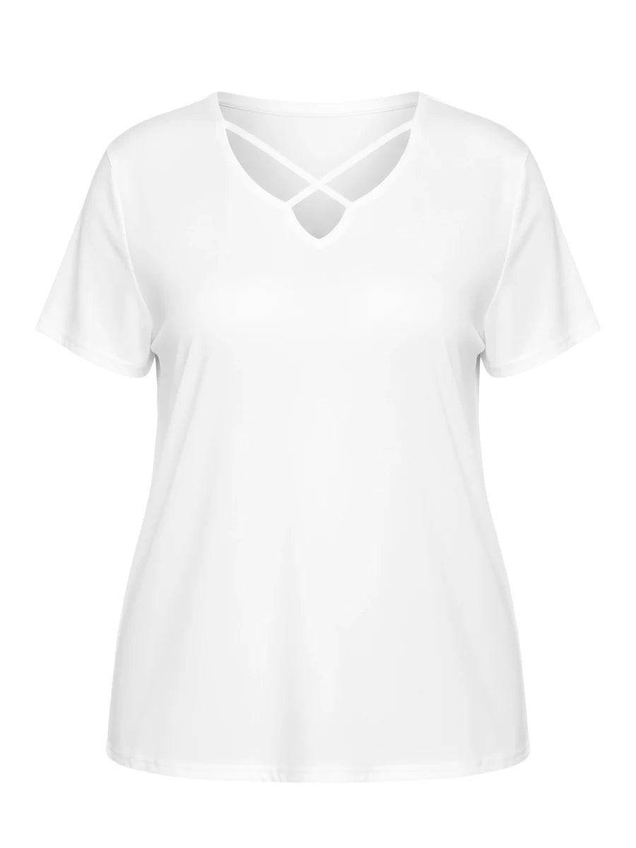Tankaneo Women's Cross-Front V-Neck T-Shirt
