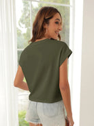 Tankaneo Women's Rolled Sleeve Cropped T-Shirt