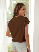 Tankaneo Women's Rolled Sleeve Cropped T-Shirt