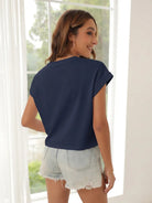 Tankaneo Women's Rolled Sleeve Cropped T-Shirt