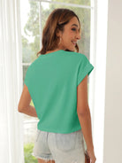 Tankaneo Women's Rolled Sleeve Cropped T-Shirt