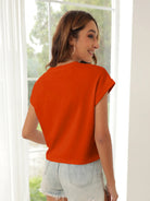 Tankaneo Women's Rolled Sleeve Cropped T-Shirt