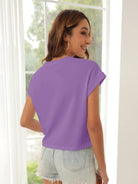 Tankaneo Women's Rolled Sleeve Cropped T-Shirt