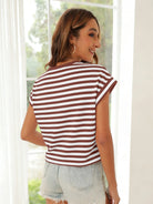 Tankaneo Women's Rolled Sleeve Cropped T-Shirt