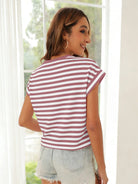 Tankaneo Women's Rolled Sleeve Cropped T-Shirt