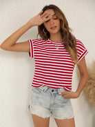 Tankaneo Women's Rolled Sleeve Cropped T-Shirt