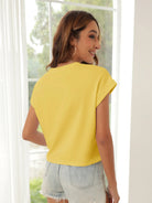 Tankaneo Women's Rolled Sleeve Cropped T-Shirt
