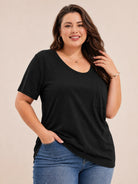 Tankaneo Women's Plus Size Crew Neck Tunic Top