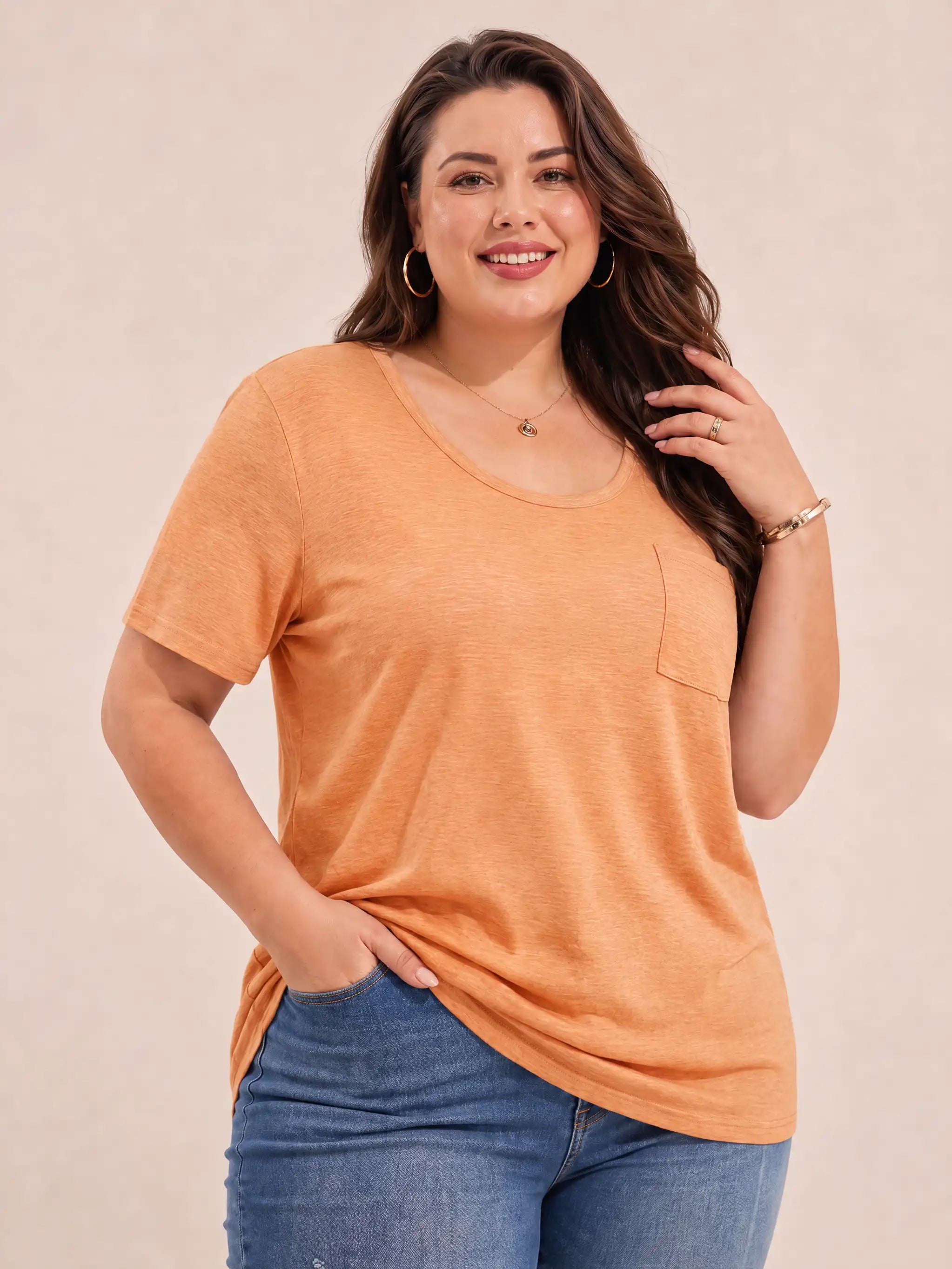Tankaneo Women's Plus Size Crew Neck Tunic Top