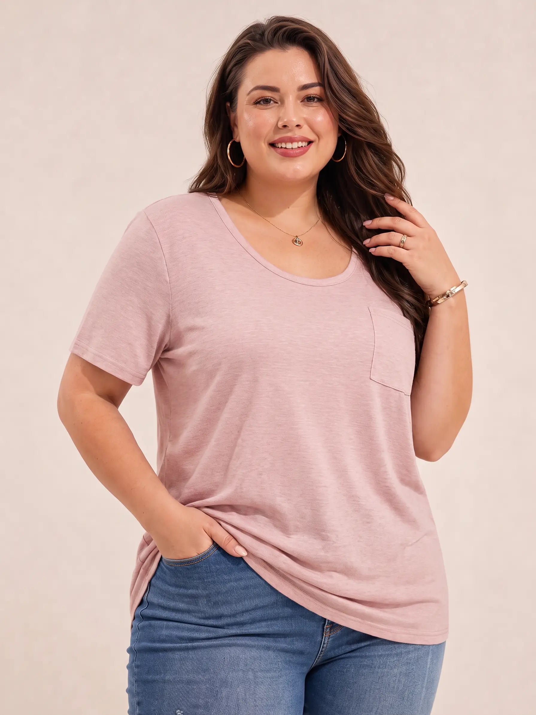 Tankaneo Women's Plus Size Crew Neck Tunic Top