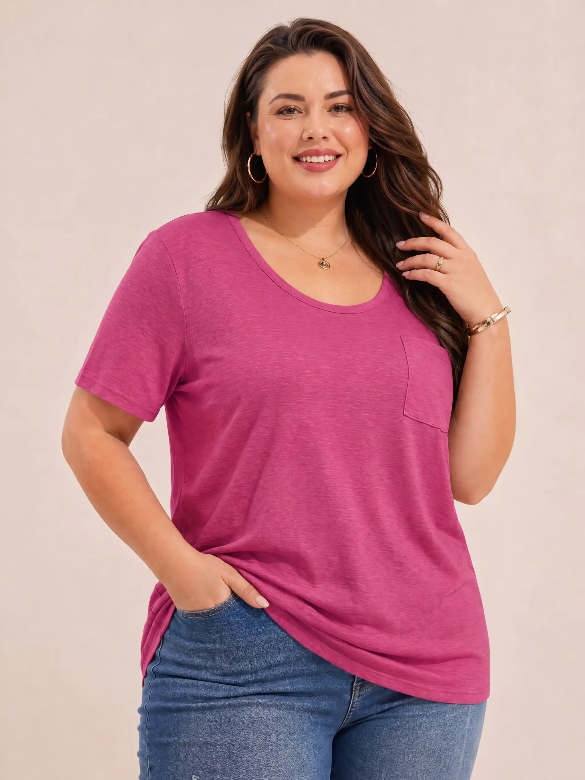 Tankaneo Women's Plus Size Crew Neck Tunic Top
