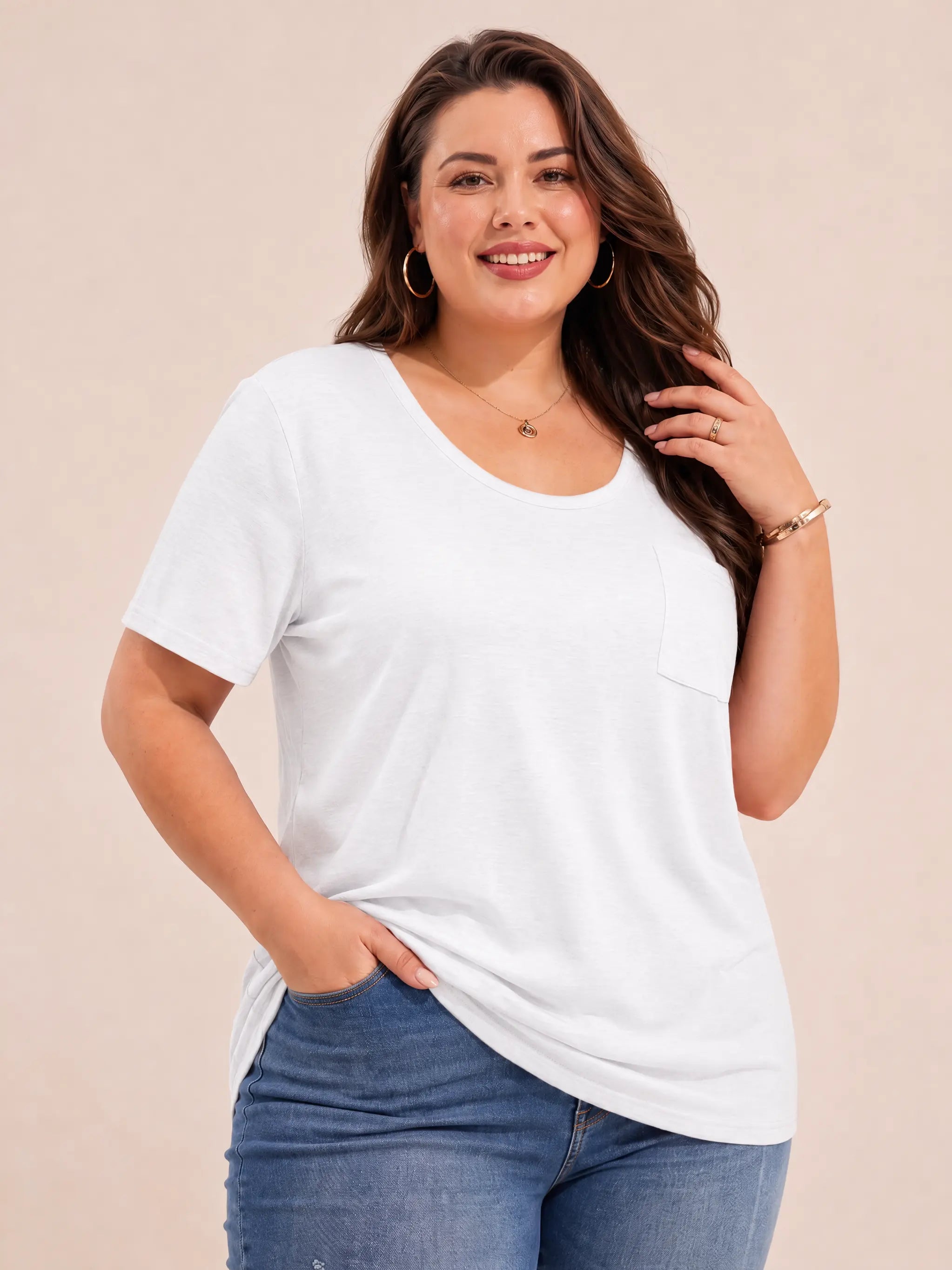 Tankaneo Women's Plus Size Crew Neck Tunic Top