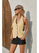 Tankaneo Women's Button-Down Denim Vest Top