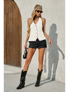 Tankaneo Women's Button-Down Denim Vest Top