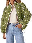 Tankaneo Women's Polka Dot Quilted Zip‑Up Jacket