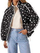 Tankaneo Women's Polka Dot Quilted Zip‑Up Jacket