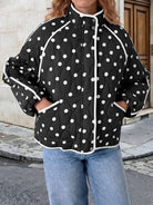 Tankaneo Women's Polka Dot Quilted Zip‑Up Jacket