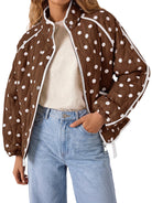 Tankaneo Women's Polka Dot Quilted Zip‑Up Jacket