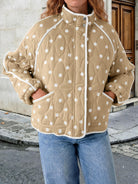 Tankaneo Women's Polka Dot Quilted Zip‑Up Jacket