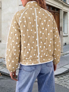 Tankaneo Women's Polka Dot Quilted Zip‑Up Jacket