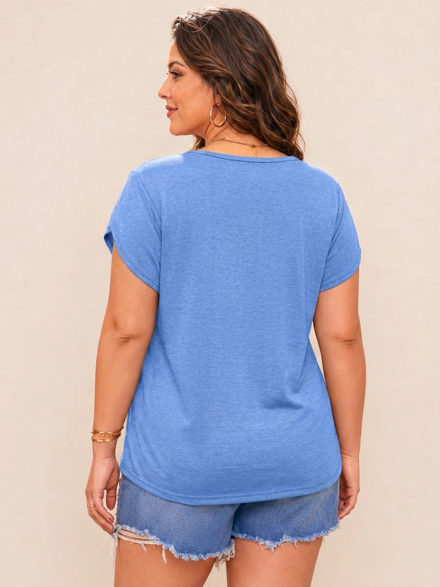 Tankaneo Women's Plus Size V-Neck T-Shirt