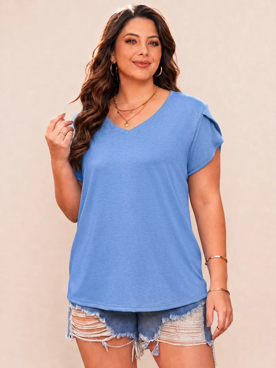 Tankaneo Women's Plus Size V-Neck T-Shirt
