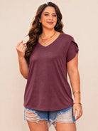 Tankaneo Women's Plus Size V-Neck T-Shirt