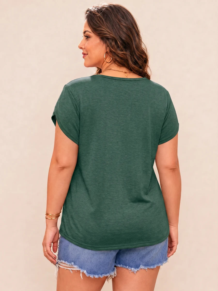 Tankaneo Women's Plus Size V-Neck T-Shirt