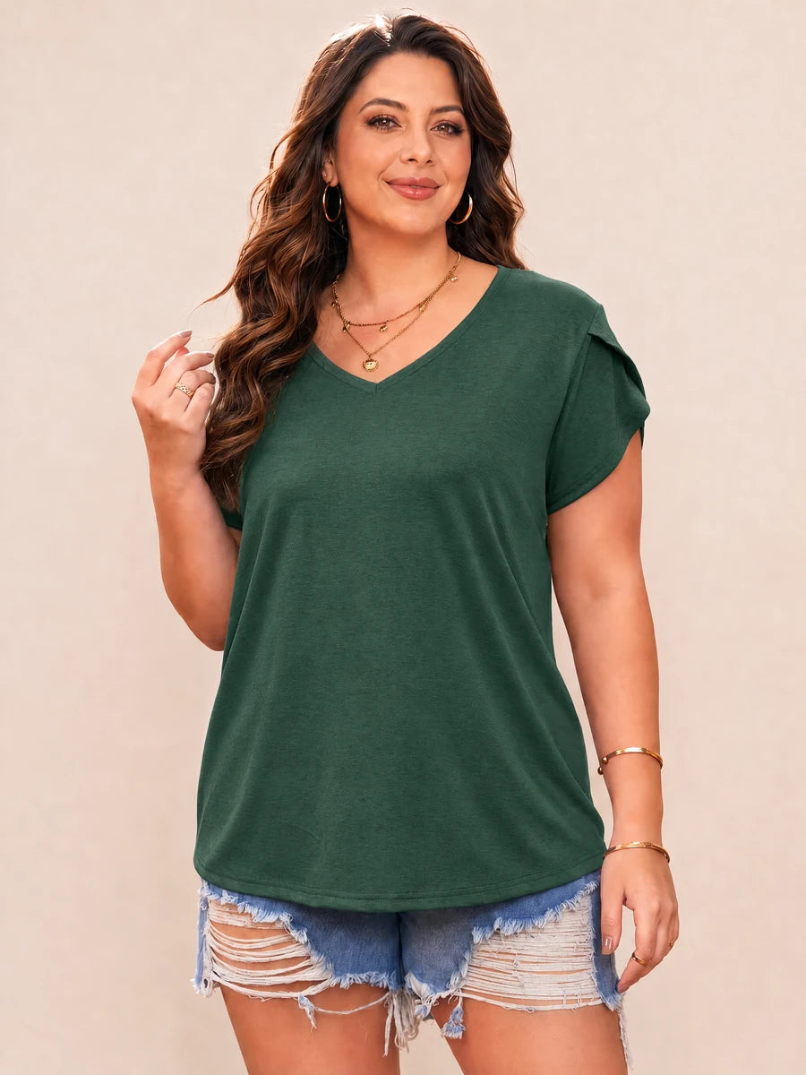Tankaneo Women's Plus Size V-Neck T-Shirt