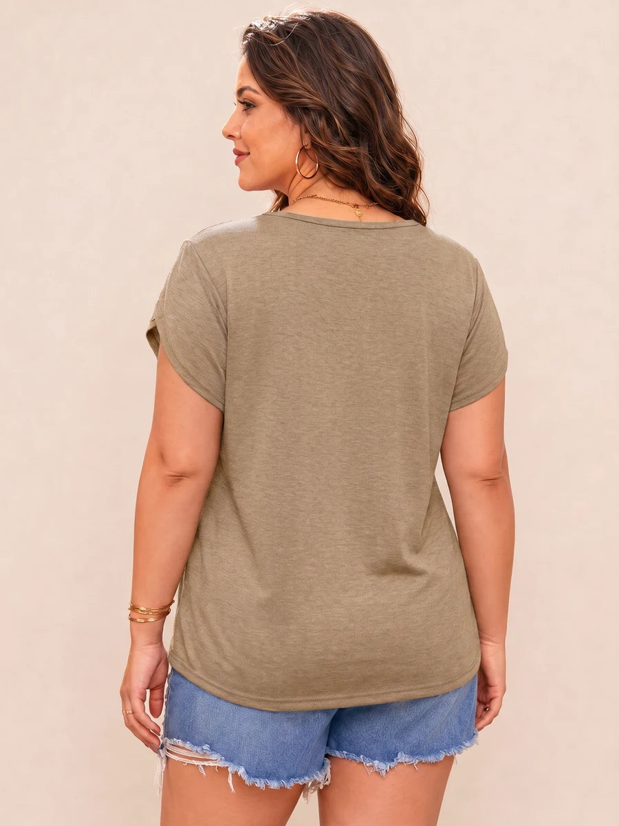 Tankaneo Women's Plus Size V-Neck T-Shirt