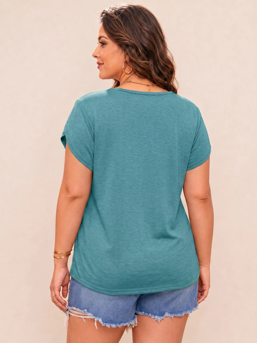 Tankaneo Women's Plus Size V-Neck T-Shirt