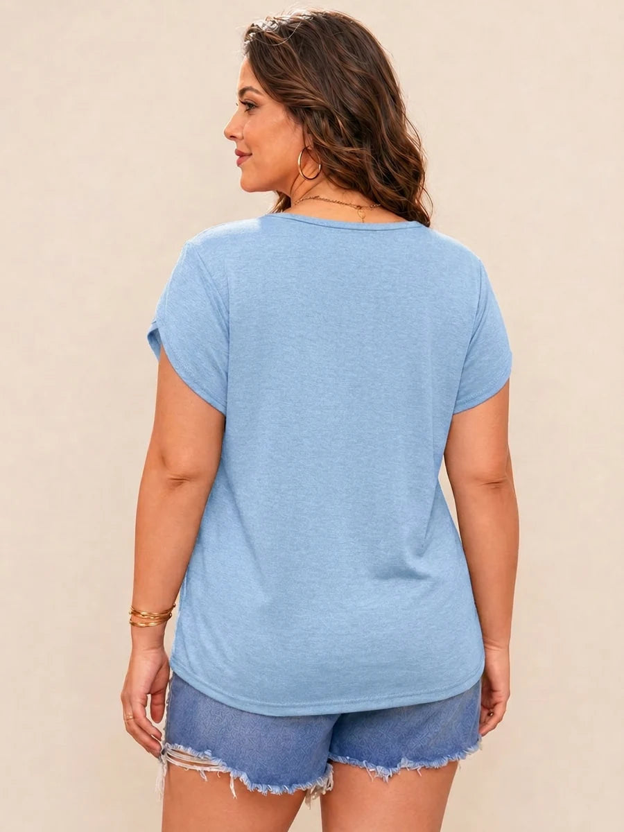 Tankaneo Women's Plus Size V-Neck T-Shirt