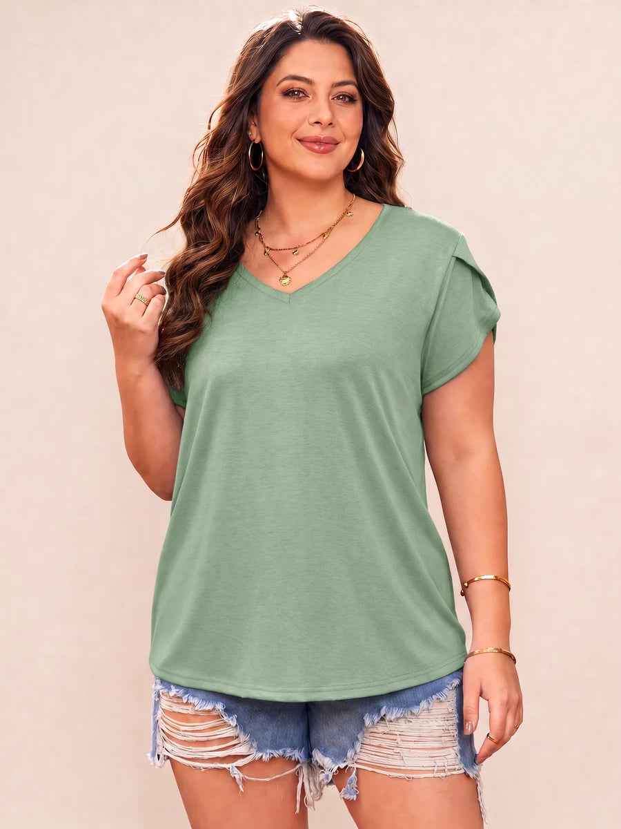 Tankaneo Women's Plus Size V-Neck T-Shirt