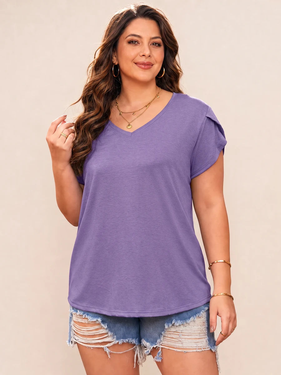 Tankaneo Women's Plus Size V-Neck T-Shirt