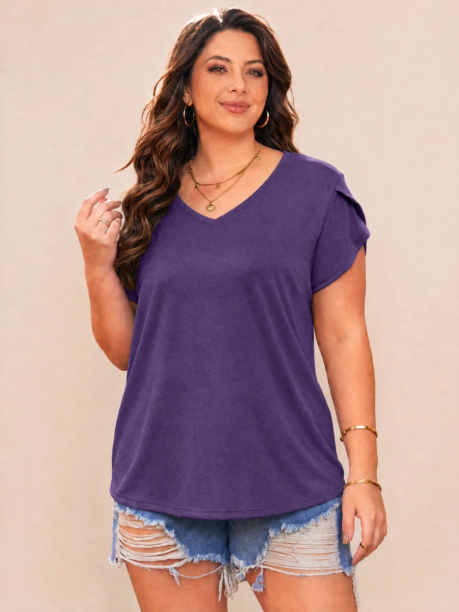 Tankaneo Women's Plus Size V-Neck T-Shirt