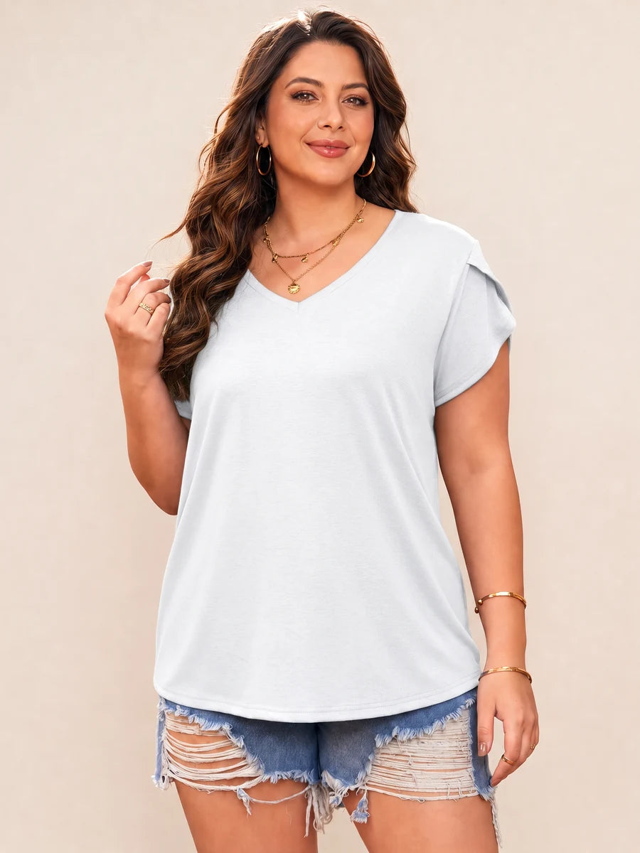 Tankaneo Women's Plus Size V-Neck T-Shirt