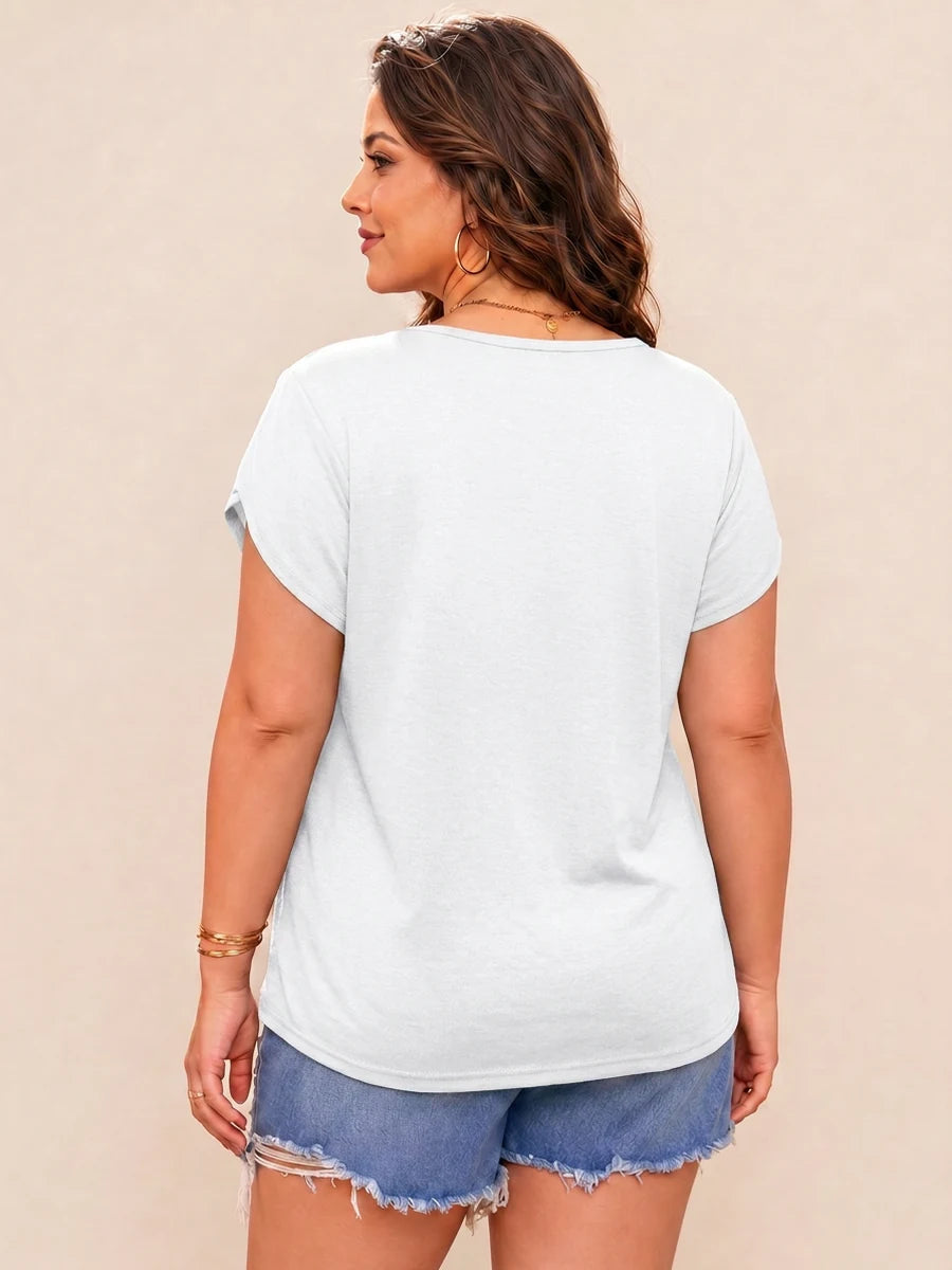 Tankaneo Women's Plus Size V-Neck T-Shirt