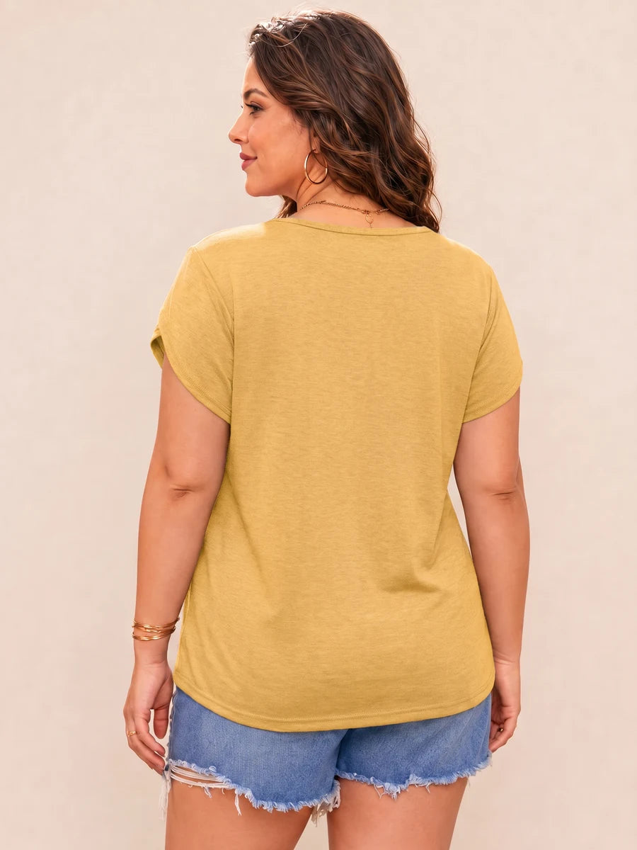Tankaneo Women's Plus Size V-Neck T-Shirt