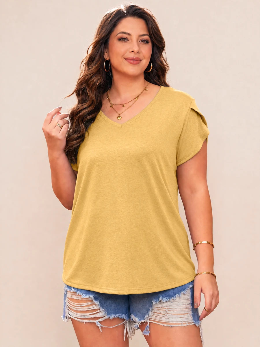 Tankaneo Women's Plus Size V-Neck T-Shirt