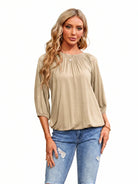 Tankaneo Women's Crew Neck 3/4 Sleeve Top