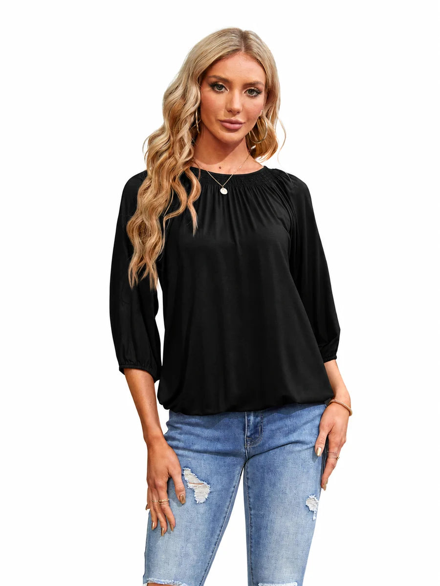 Tankaneo Women's Crew Neck 3/4 Sleeve Top