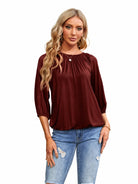 Tankaneo Women's Crew Neck 3/4 Sleeve Top